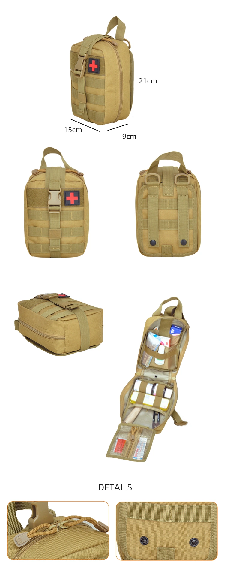Emergency Medical Tactical Trauma Mili-Tary Outdoor Camping Hiking Portable 90 Pieces First Aid Kit Bag