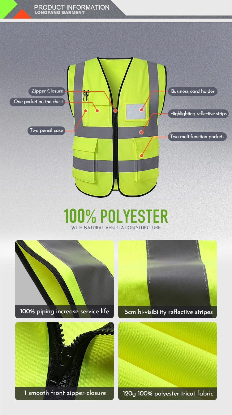 120GSM Polyester Fabric safety Reflective Vest