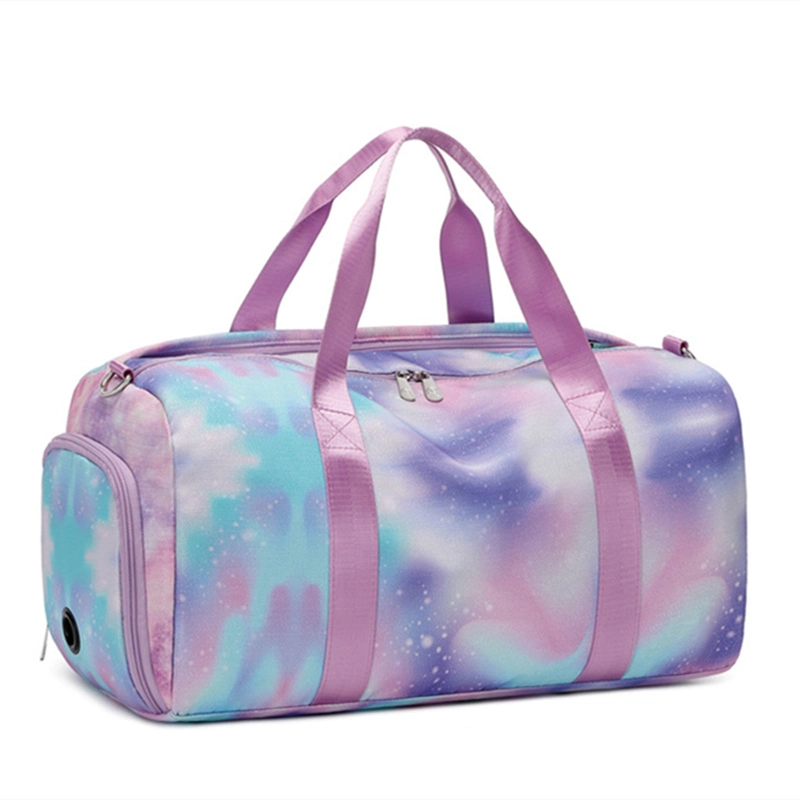 Tie-Dyed Fabric Weekender Carry-on Bag Foldable Travel Bag with Shoes Pocket Separated Wet Compartment Gym Yoga Sports Bag