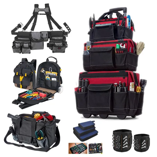 Custom Heavy Duty Rolling Tool Backpack Electrician Trolley Tool Bag Organizer Water Resistant Jobsite Tool Tote with Multi