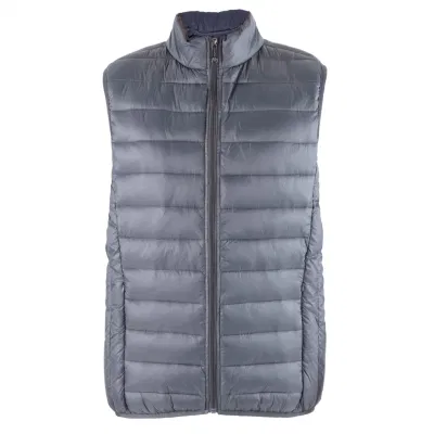 Men ′ S Solid Full Zip Puffer Vest with Zipper Pockets