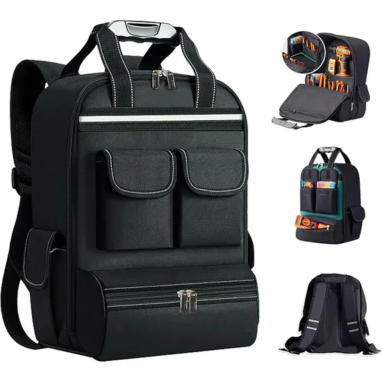 Tool Backpack for Men 18 Inch Heavy Duty Waterproof Multiple Pockets Bag 