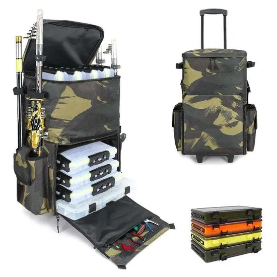 Large Waterproof Fishing Tackle Backpack Fishing Tools Trolley Backpack 