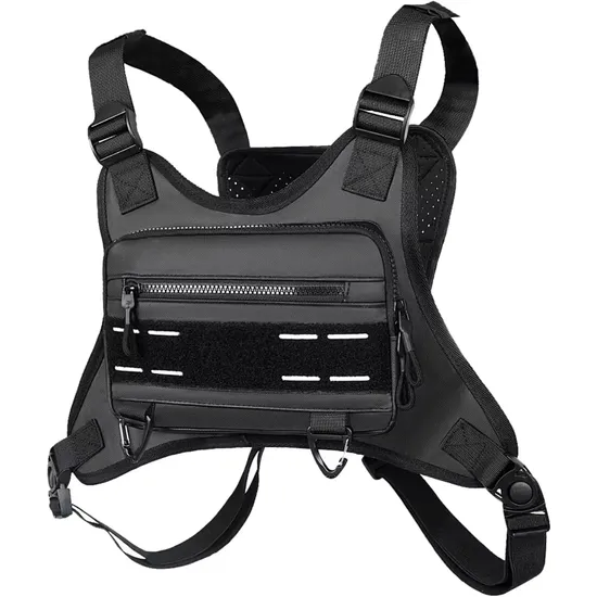 Hot Sales Waterproof Tactical Molle Sport Shoulder Rig Vest Pack Chest Bag for Running Cycling Overnight School Trip Padded Back Panel 